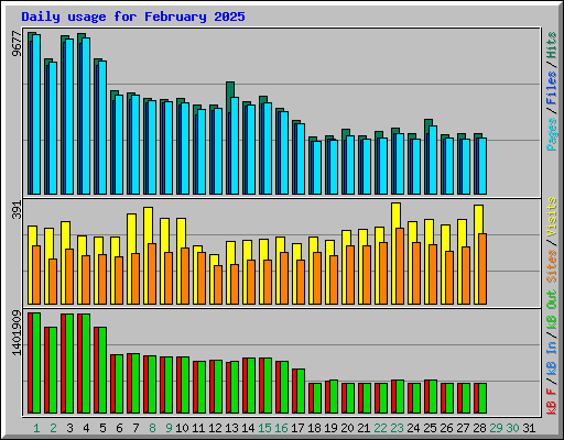 Daily usage for February 2025