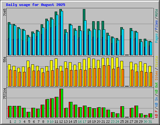 Daily usage for August 2025