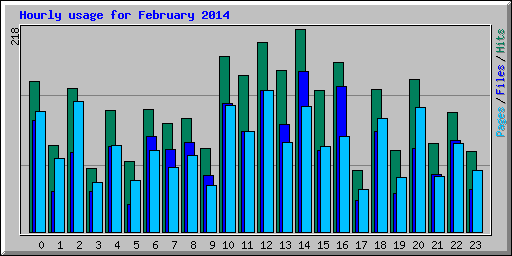 Hourly usage for February 2014